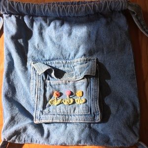 Light Blue Denim String Bag